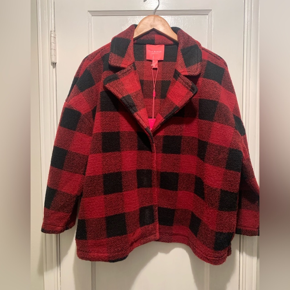 Isaac Mizrahi NWT Red Buffalo Plaid Outdoorsy Cabincore Notch Collar Jacket XL